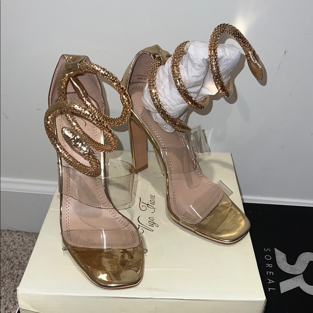 Gold High Heel Sandals